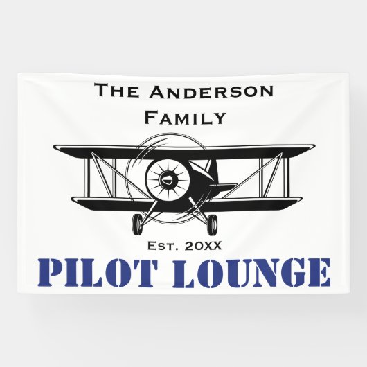 Pilot Lounge Cool Airplane Aviation Gepersonalisee Spandoek (Horizontaal)