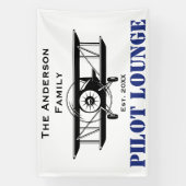 Pilot Lounge Cool Airplane Aviation Gepersonalisee Spandoek (Verticaal)