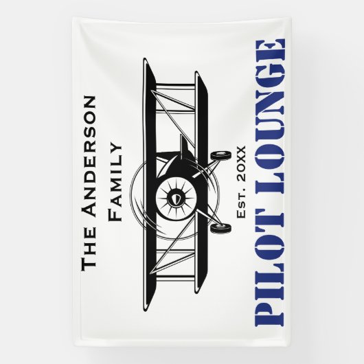 Pilot Lounge Cool Airplane Aviation Gepersonalisee Spandoek (Verticaal)