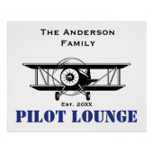 Pilot Lounge Familienaam Aviation Home Decor Perfect Poster (Voorkant)