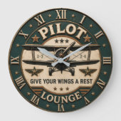 Pilot Lounge Vintage Biplane Classic Aviation Grote Klok (Voorkant)