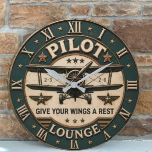Pilot Lounge Vintage Biplane Classic Aviation Grote Klok