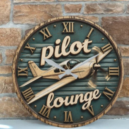Pilot Lounge Vintage Propeller Airplane Grote Klok