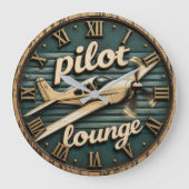 Pilot Lounge Vintage Propeller Airplane Grote Klok (Voorkant)