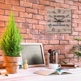 Pilot Lounge Vliegtuig Aviation Cool Gepersonalise Vierkante Klok