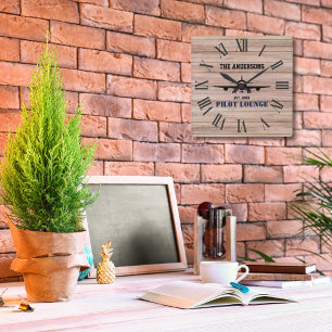 Pilot Lounge Vliegtuig Aviation Cool Gepersonalise Vierkante Klok