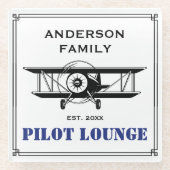Pilot Lounge Vliegtuig Familie Luchtvaart Geperson Glazen Onderzetter (Voorkant)