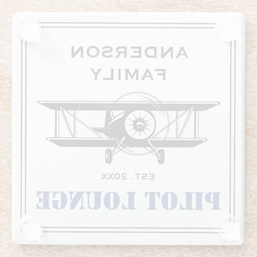Pilot Lounge Vliegtuig Familie Luchtvaart Geperson Glazen Onderzetter (Achterkant)