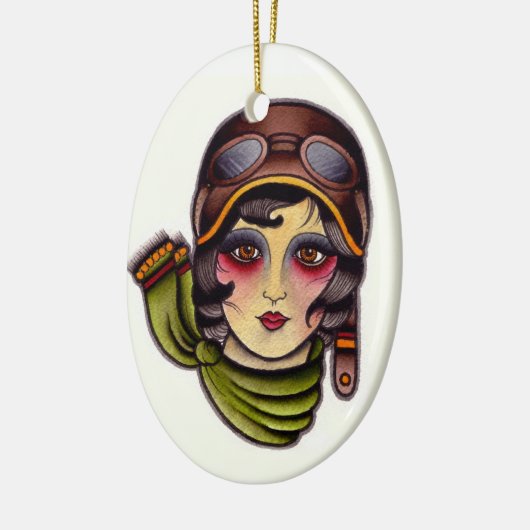Pilot-meisje Keramisch Ornament (Links)