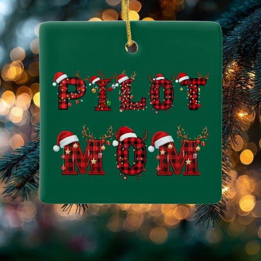 Pilot Mom Christmas Letters Lights Ornaments Funny Keramisch Ornament