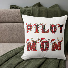 Pilot Mom Christmas Letters Lights Ornaments Funny Kussen