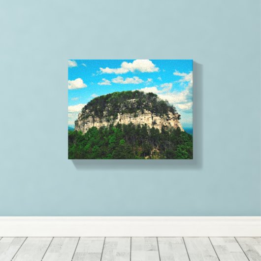 Pilot Mountain, NC Canvas Afdruk (Insitu (Houten vloer))