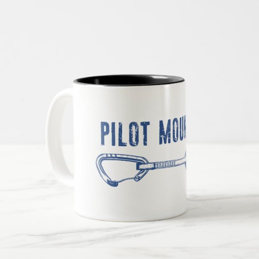 Pilot Mountain North Carolina Climbing Quickdraw Tweekleurige Koffiemok (Voorkant links)