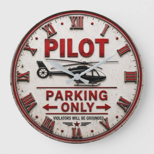 Pilot Parking Only Helicopter Aviation Hangar Grote Klok (Voorkant)