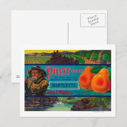 Pilot Pear Crate LabelEl Dorado County, CA Briefkaart (Voorkant / Achterkant)
