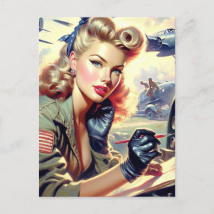 Pilot Pin Up Briefkaart