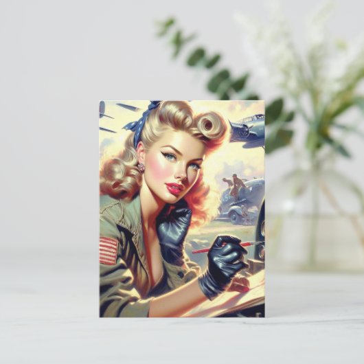 Pilot Pin Up Briefkaart (Staand voorkant)