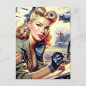  Pilot Pin Up Briefkaart (Voorkant)