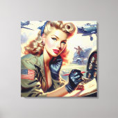 Pilot Pin Up Canvas Afdruk (Voorkant)