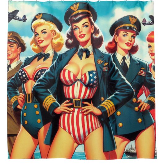  Pilot Pin-up Douchegordijn (Voorkant)