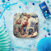 Pilot Pin Up Papieren Bordje (Feest)