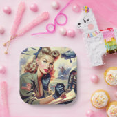 Pilot Pin Up Papieren Bordje (Feest)