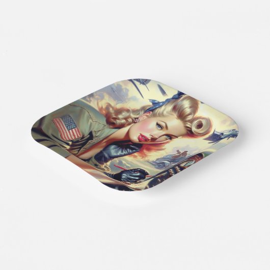 Pilot Pin Up Papieren Bordje (Gebogen)