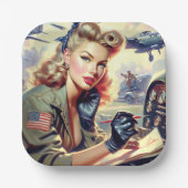 Pilot Pin Up Papieren Bordje (Voorkant)