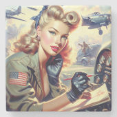 Pilot Pin Up Stenen Onderzetter (Voorkant)