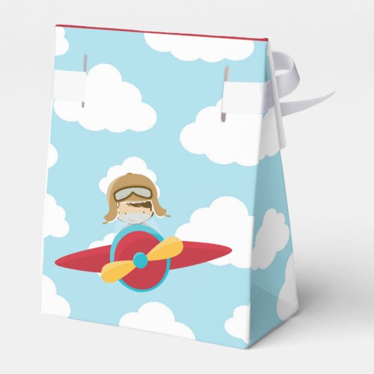 Pilot Red Airplane Favor Box (Schattigee cloud) Bedankdoosjes (Achterkant)