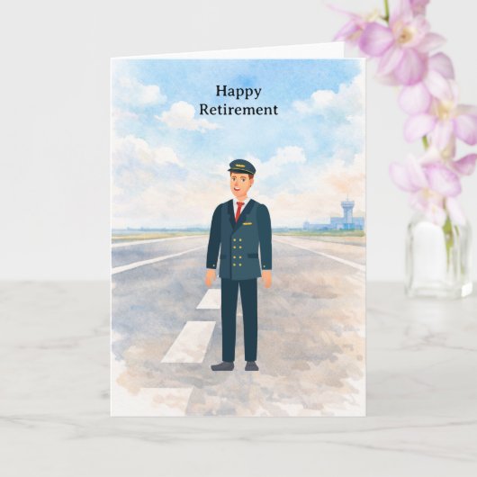 Pilot Retirement with airport background Kaart (Orchidee)
