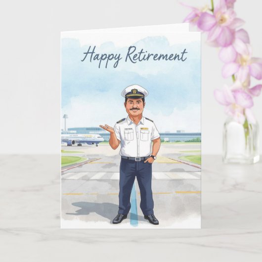 Pilot Retirement with airport background Kaart (Orchidee)