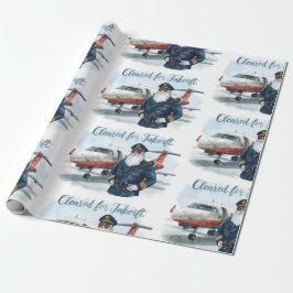 Pilot Santa is Flying for Christmas in the Sky  Cadeaupapier