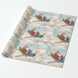 Pilot Santa is Flying for Christmas in the Sky  Cadeaupapier