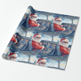 Pilot Santa is Flying for Christmas in the Sky  Cadeaupapier