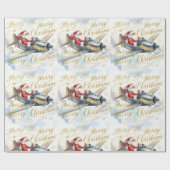 Pilot Santa is Flying for Christmas in the Sky  Cadeaupapier (Vlak)