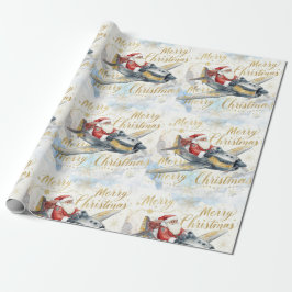 Pilot Santa is Flying for Christmas in the Sky  Cadeaupapier