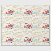 Pilot Santa is Flying for Christmas in the Sky  Cadeaupapier (Vlak)