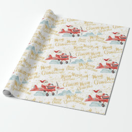 Pilot Santa is Flying for Christmas in the Sky  Cadeaupapier