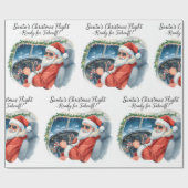 Pilot Santa is Flying for Christmas in the Sky  Cadeaupapier (Vlak)