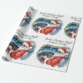 Pilot Santa is Flying for Christmas in the Sky  Cadeaupapier (Uitgerold)