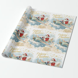 Pilot Santa is Flying for Christmas in the Sky  Cadeaupapier