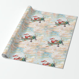 Pilot Santa is Flying for Christmas in the Sky  Cadeaupapier