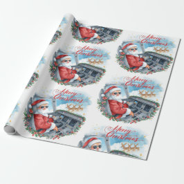 Pilot Santa is Flying for Christmas in the Sky  Cadeaupapier