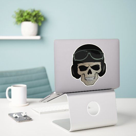 Pilot Skull Sticker (Laptop op bureau)