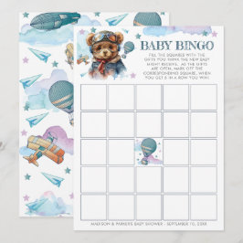 Pilot Teddy Bear Baby shower Baby Bingo Kaart