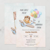 Pilot Teddy Bear Baby Shower Invitation Kaart (Voorkant / Achterkant)