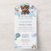 Pilot Teddy Bear Baby Shower Luierspel All In One Uitnodiging (Binnen)