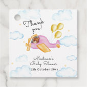 Pilot Teddy Bear Balloon Airplane Baby Shower  Bedankjes Labels (Voorkant)