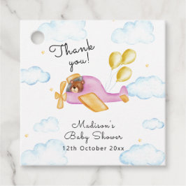 Pilot Teddy Bear Balloon Airplane Baby Shower  Bedankjes Labels